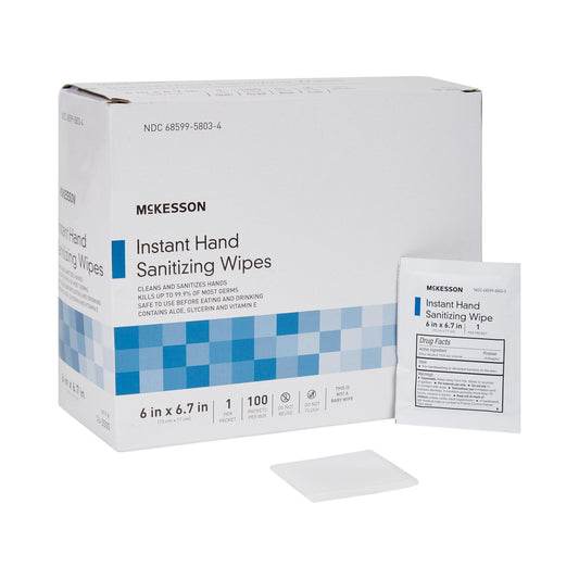 Hand Sanitizing Wipe McKesson 100 Count Ethyl Alcohol Wipe Individual Packet - 16-3500