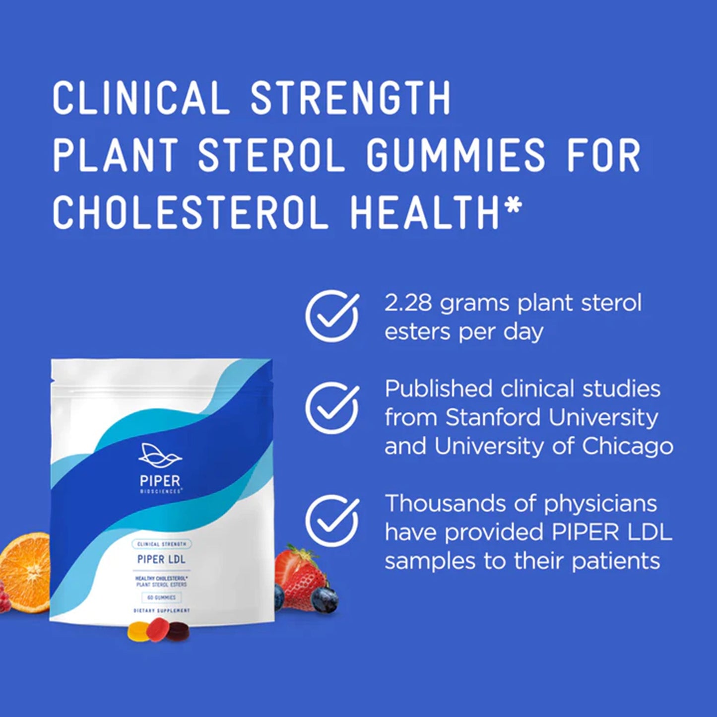 Piper Biosciences Clinical Strength LDL Healthy Cholesterol Gummies 855612006137