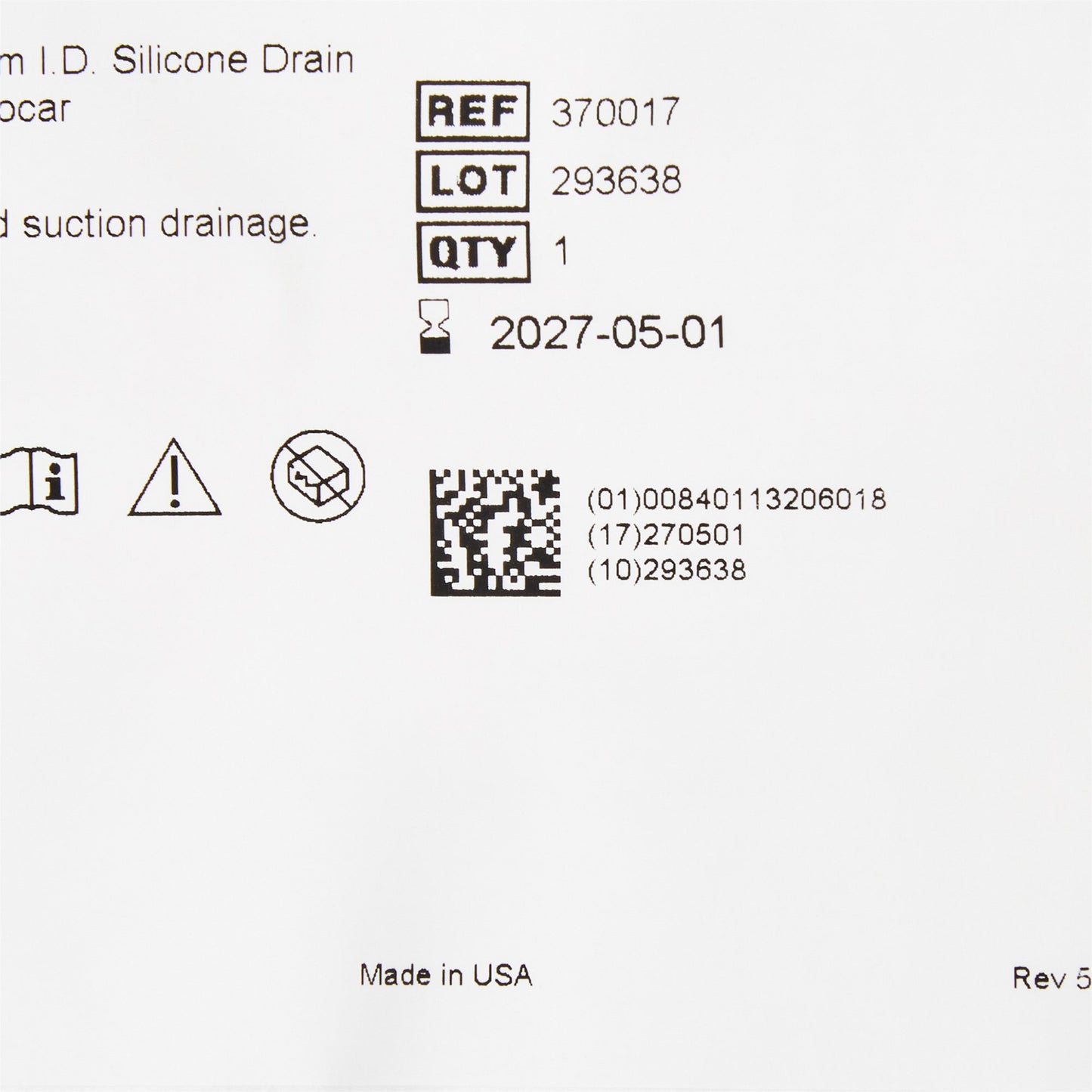 McKesson Wound Drain with Trocar, 10 Fr., 12-Inch Length 370017