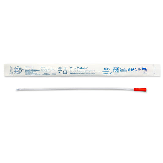 Cure Medical Cure Catheter Male Intermittent Catheter, 16 Fr., Coude M16C, Box of 30