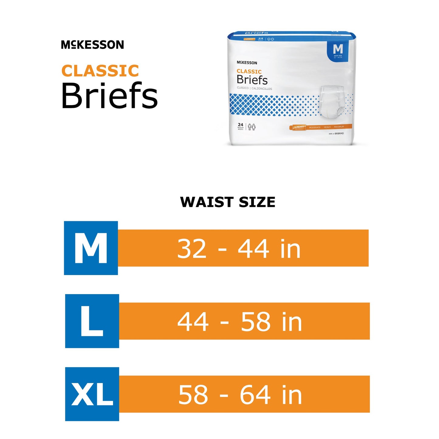 McKesson Classic Light Absorbency Incontinence Brief, Extra Large BRBRXL