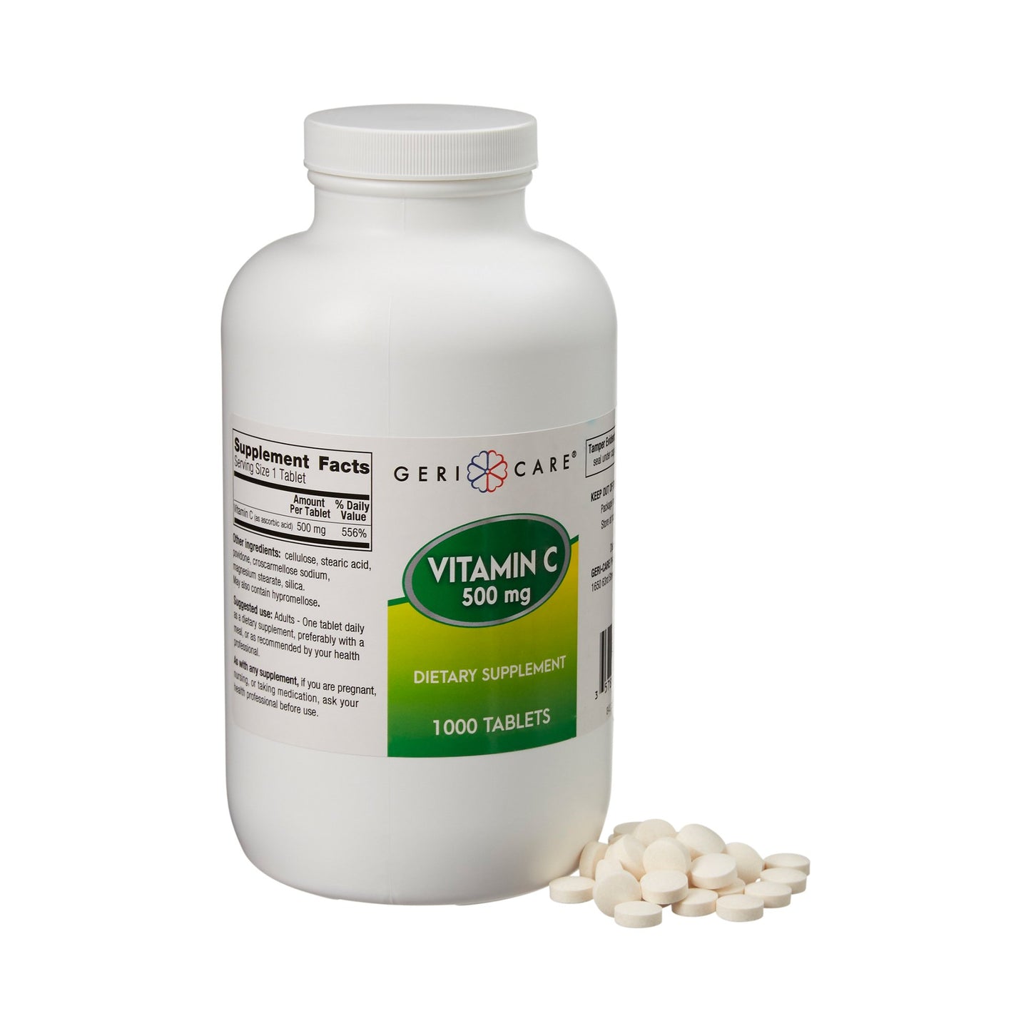 Vitamin C Supplement Geri-Care® Ascorbic Acid 500 mg Strength Tablet 1,000 per Bottle - 841-10-GCP