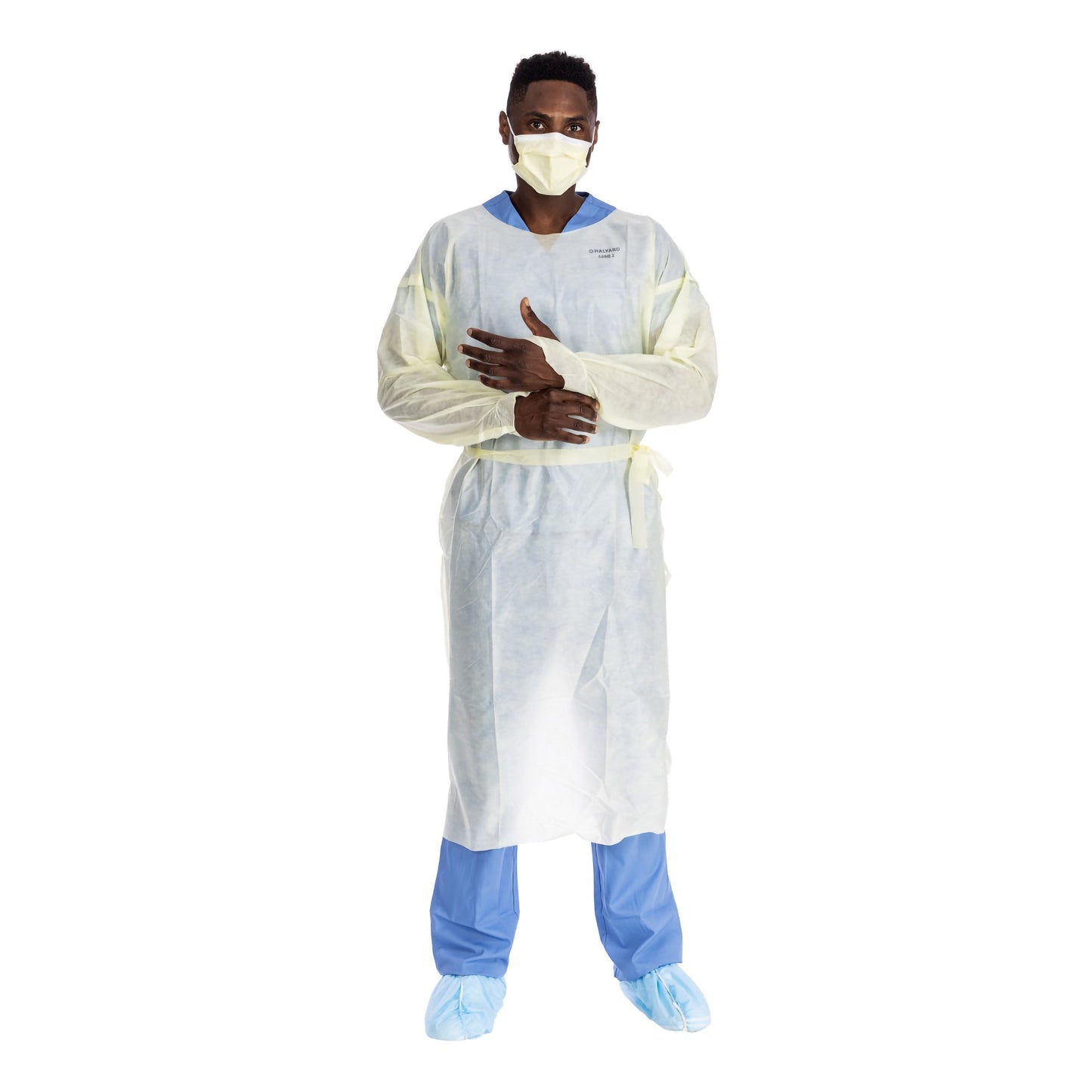 Protective Procedure Gown Halyard Basics Large Yellow NonSterile AAMI Level 2 Disposable 43008