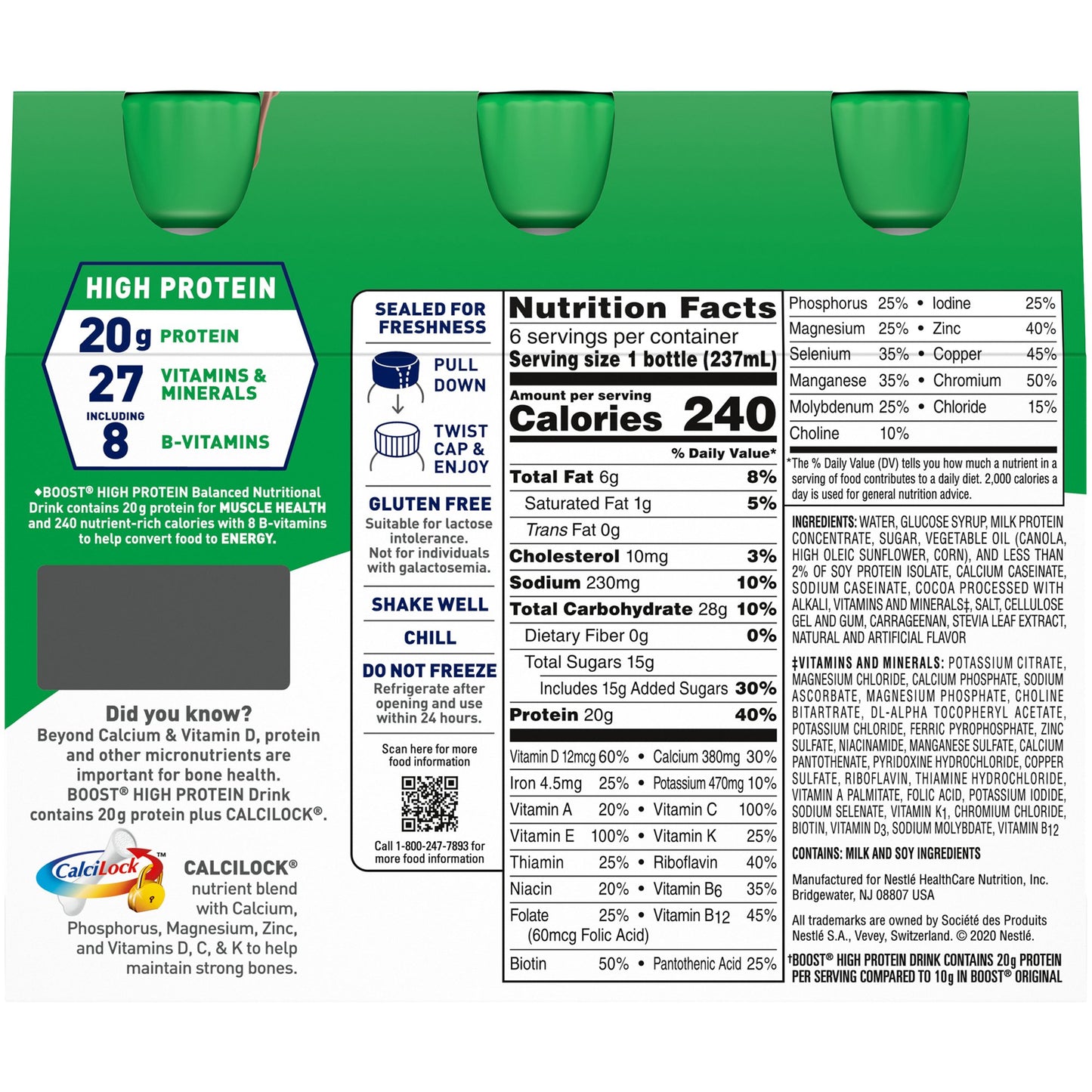 Boost® High Protein Chocolate Complete Nutritional Drink, 8-ounce bottle 00041679940365