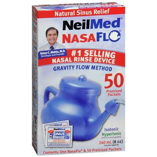 Saline Nasal Rinse Kit Neilmed® Nasaflo® Neti Pot 50 Packets - 70592800816