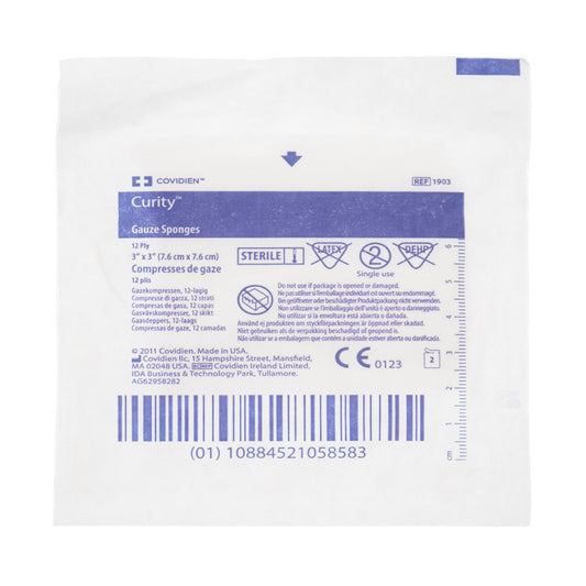 Cardinal Curity Sterile USP Type VII Gauze Sponge, 3 x 3 Inch 1903-, Case of 1200