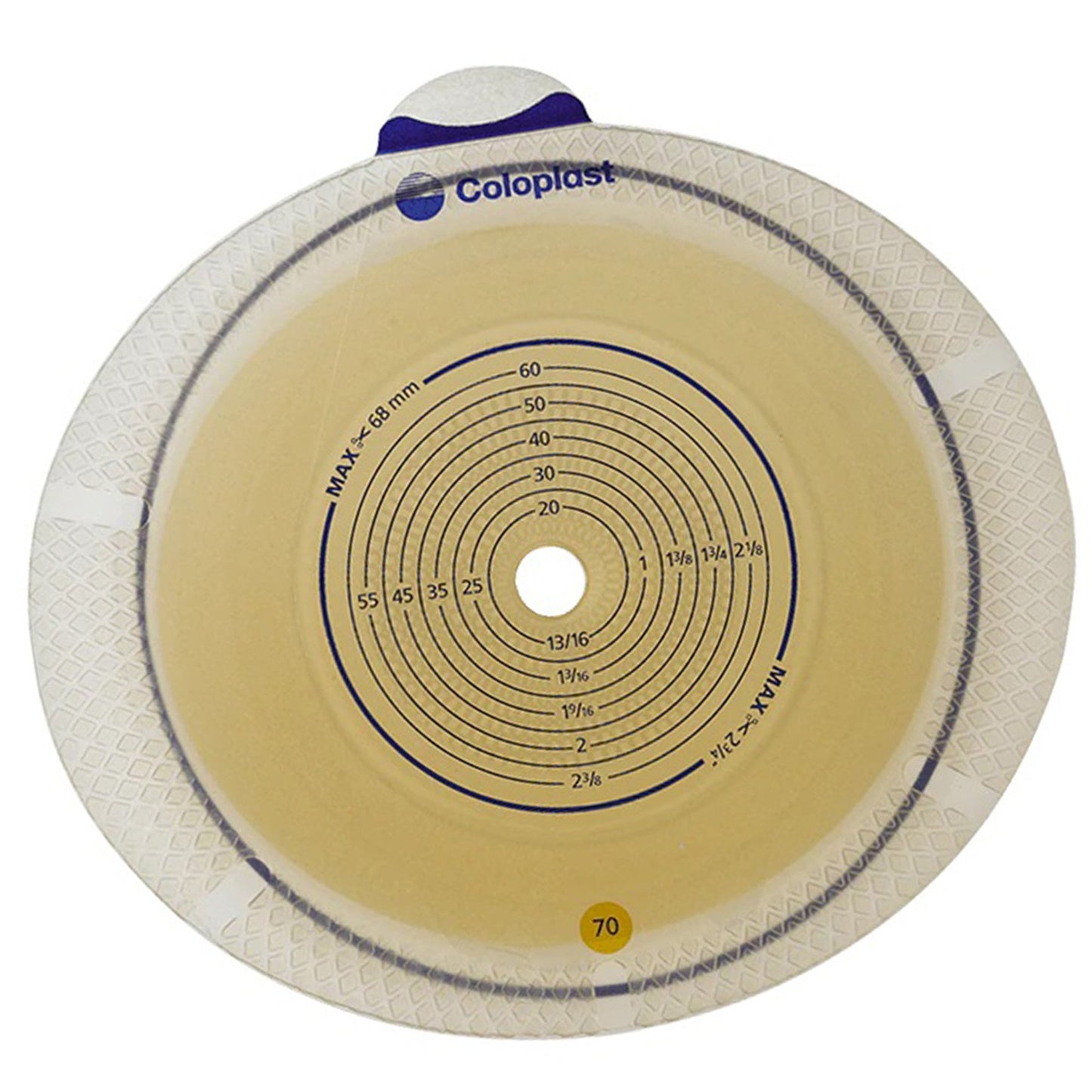 SenSura® Flex Xpro Flat Ostomy Barrier, Trim to Fit 10 – 68 mm, Yellow 10106