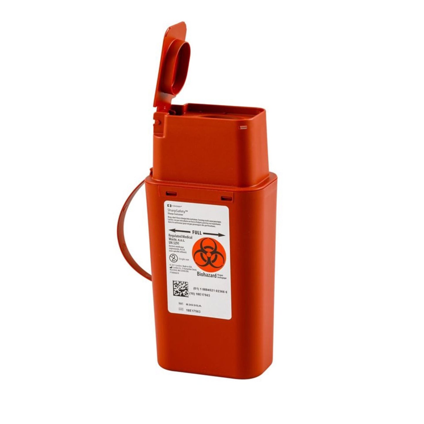 SharpSafety™ Sharps Transport Container, 1 Quart, 8¾ x 2½ x 4½ Inch 8303SA