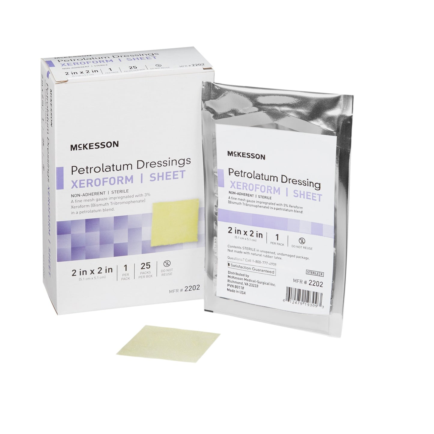 Xeroform Petrolatum Impregnated Dressing McKesson Square 2 X 2 Inch Sterile - 2202