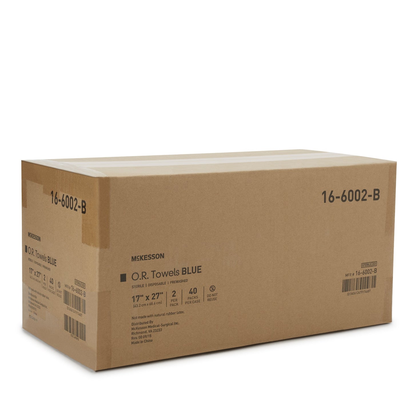 McKesson Sterile Blue O.R. Towel, 17 x 27 Inch 16-6002-B