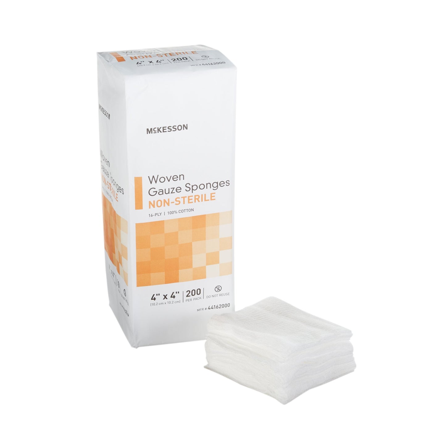 Gauze Sponge McKesson 4 X 4 Inch 16-Ply NonSterile 200 per Pack - 44162000