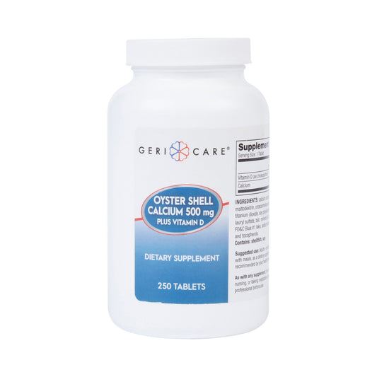 Joint Health Supplement Geri-Care® Oyster Shell 200 IU - 500 mg Strength Tablet 250 per Bottle - 742-25-GCP