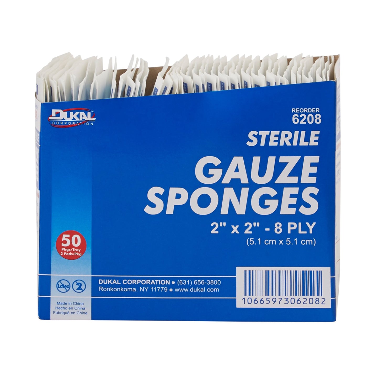 Dukal™ Sterile Gauze Sponge, 2 x 2 Inch, 8-Ply 6208