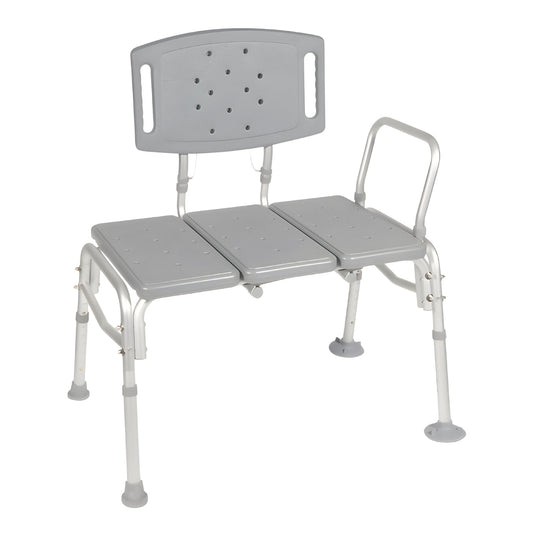 McKesson Knocked Down Bariatric Bath Transfer Bench Arm Rail 18-1/4 to 23-1/4 Inch Seat Height 500 lbs. Weight Capacity - 146-12025KD-1