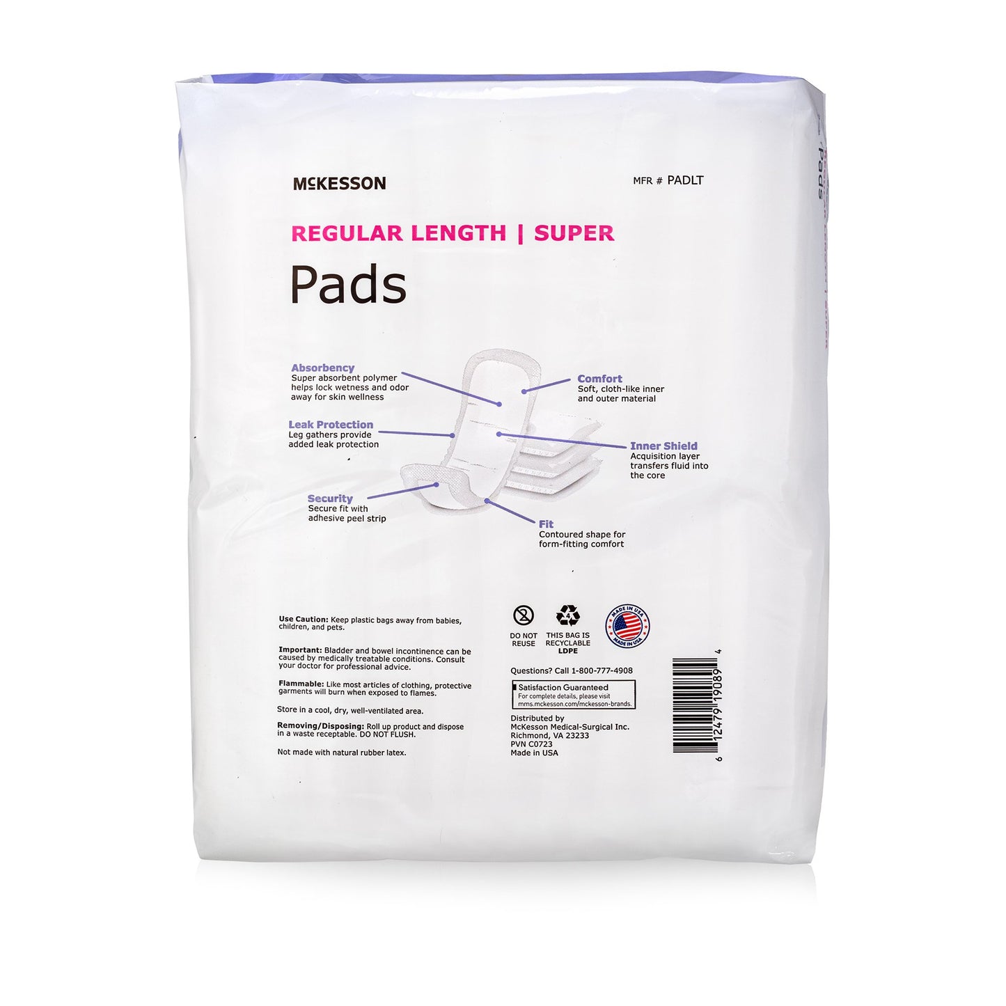 McKesson Super Moderate Absorbency Bladder Control Pad, 10-Inch Length PADLT
