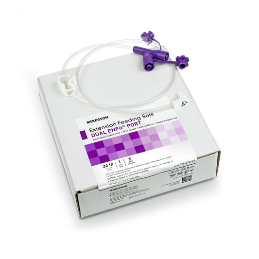 Enteral Feeding Extension Set McKesson 24 Inch, Enfit, Y-Port, Right Angle Connector and Clamp, NonSterile - 194-0121-24
