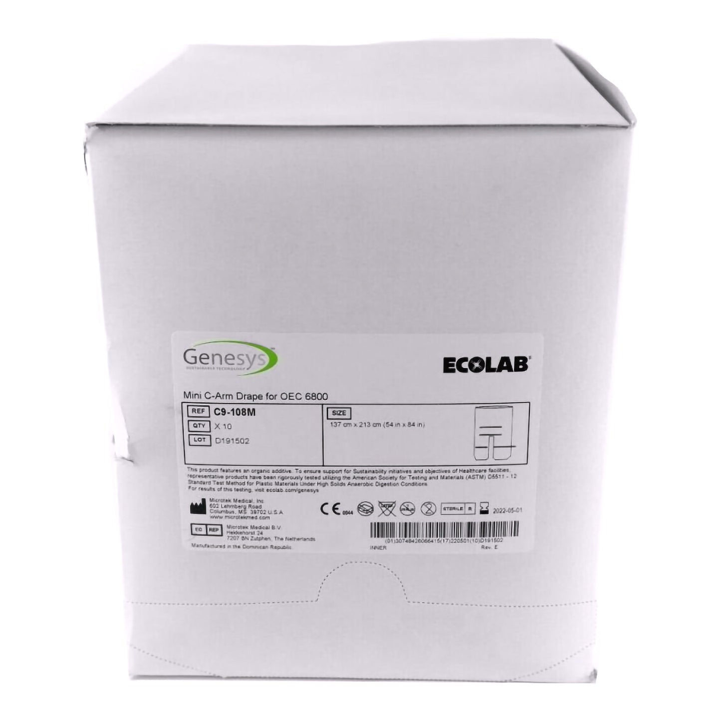 Genesys™/Ecolab® Mini C-Arm Drape for GE OEC 6800, 54 x 84 Inch C9-108M