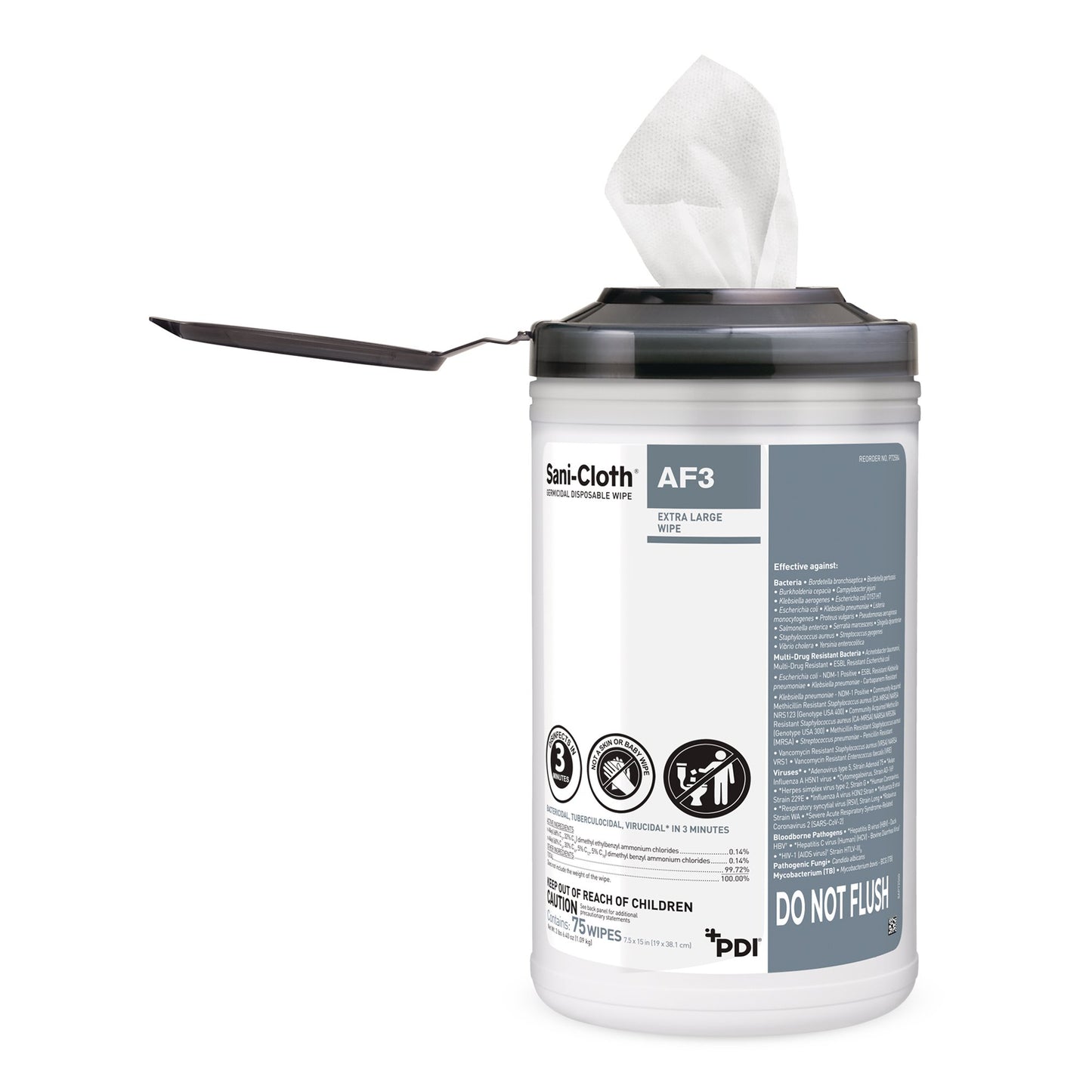 Sani-Cloth® AF3 Germicidal Extra Large Disinfectant Wipes, Canister, 75 ct. P72584