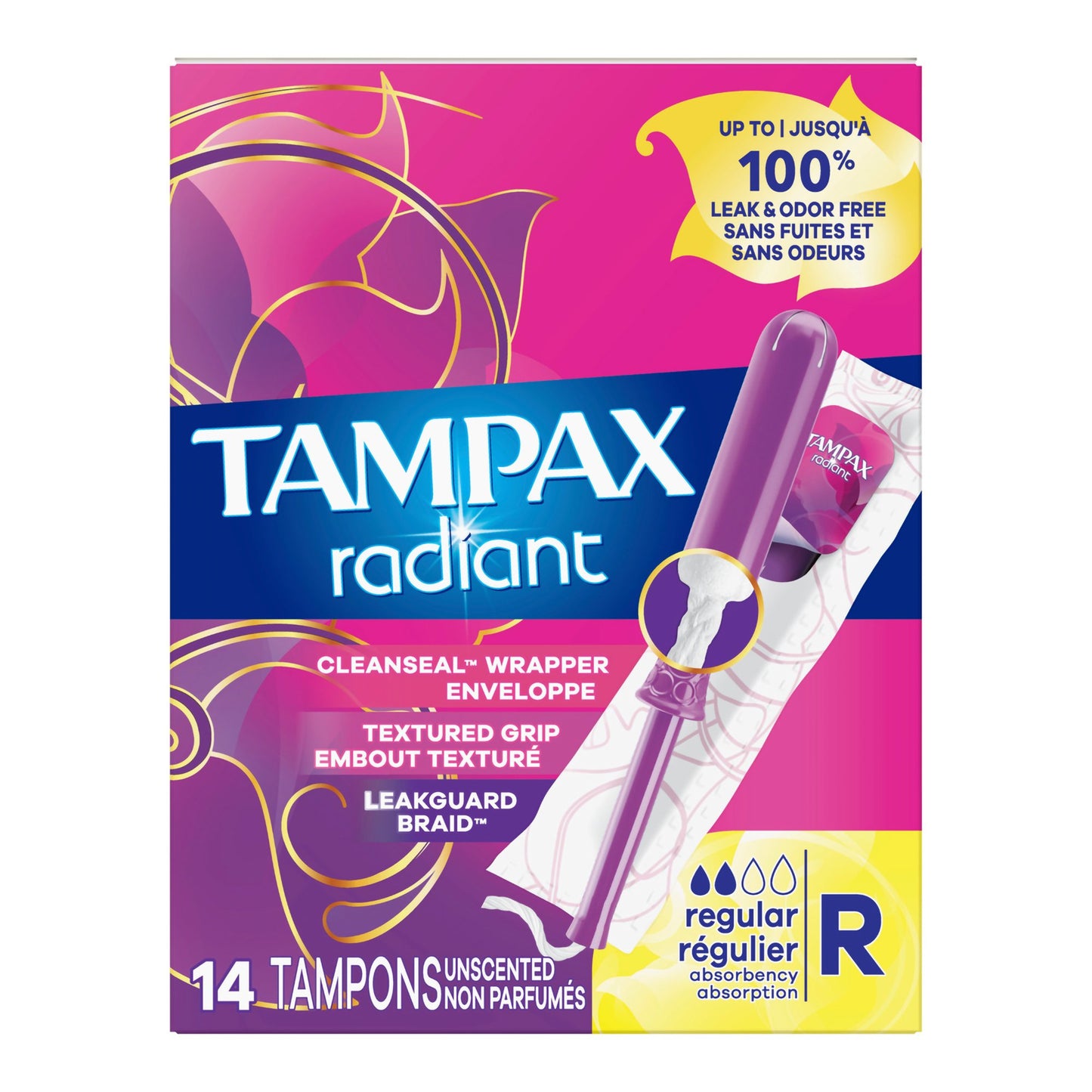 Tampax® Radiant Tampons, Regular, 14 ct. 07301071306