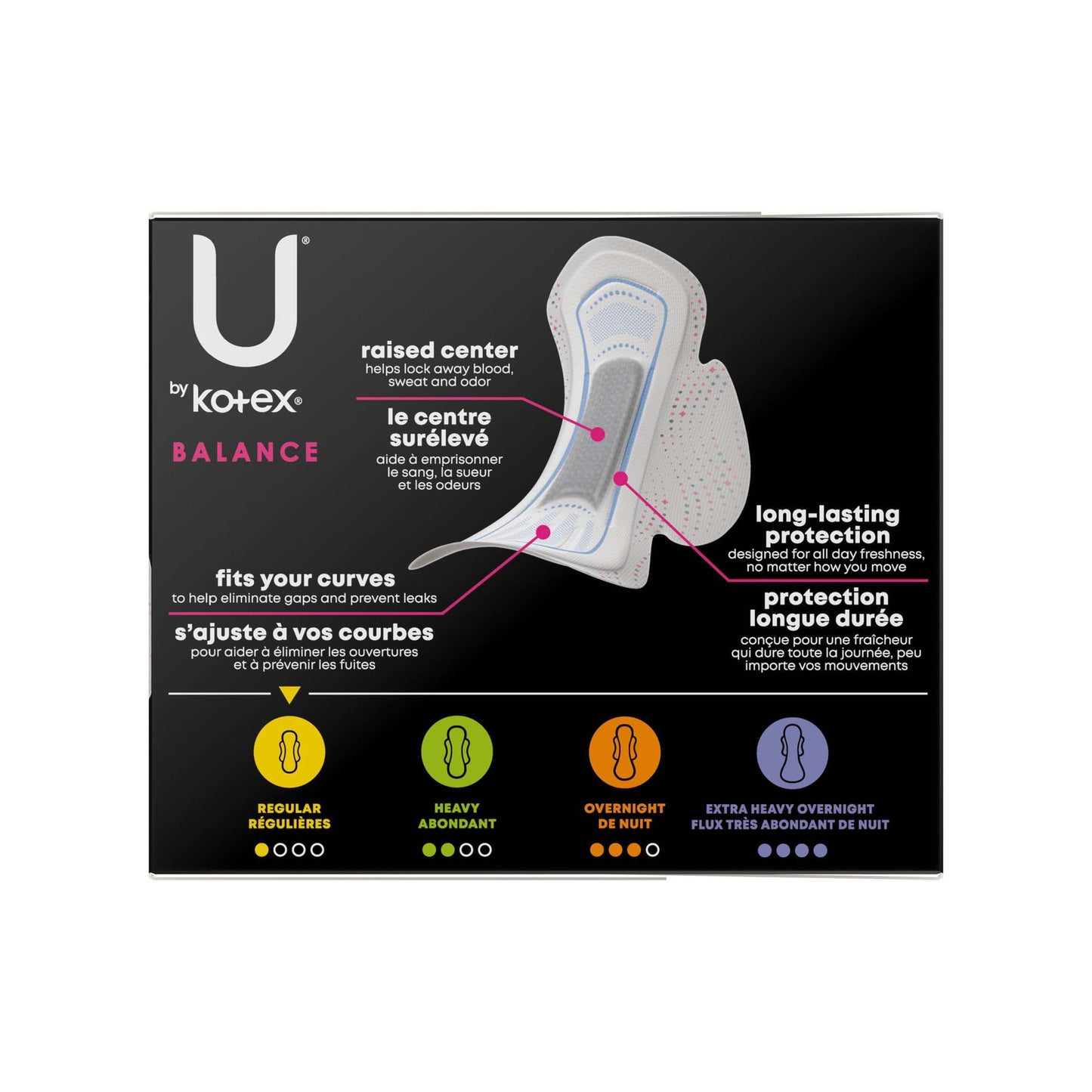 U by Kotex® Balance Ultra Thin Charcoal Pads with Wings, Regular 54898