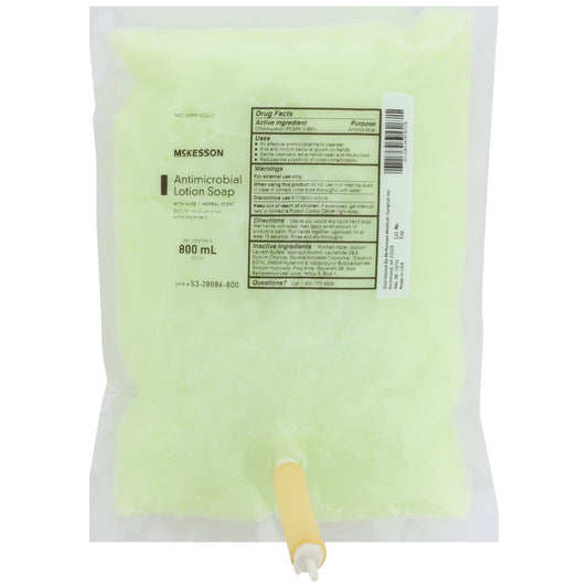 Antimicrobial Soap McKesson Lotion 800 mL Dispenser Refill Bag Herbal Scent - 53-28086-800