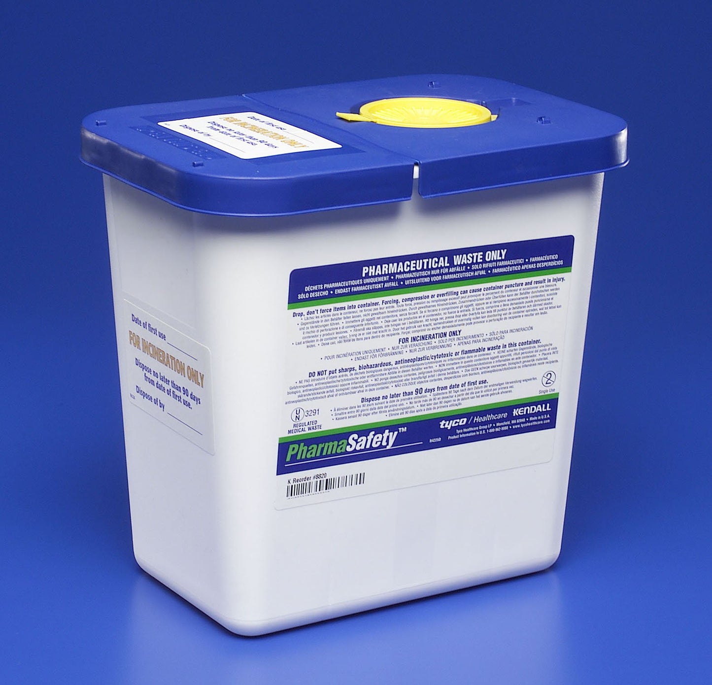 Pharmaceutical Waste Container PharmaSafety™ White Base 10 H X 10-1/2 W X 7-1/4 D Inch Vertical Entry 2 Gallon - 8820