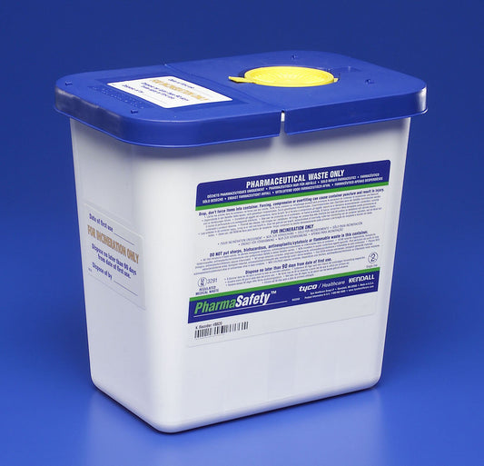 Pharmaceutical Waste Container PharmaSafety™ White Base 10 H X 10-1/2 W X 7-1/4 D Inch Vertical Entry 2 Gallon - 8820