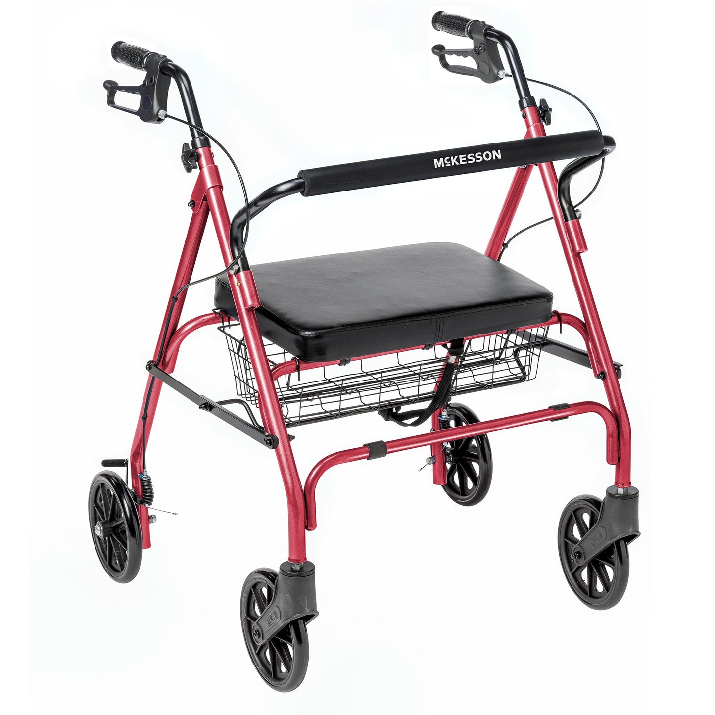 Bariatric 4 Wheel Rollator McKesson Red Adjustable Height / Folding Steel Frame - 146-10215RD-1
