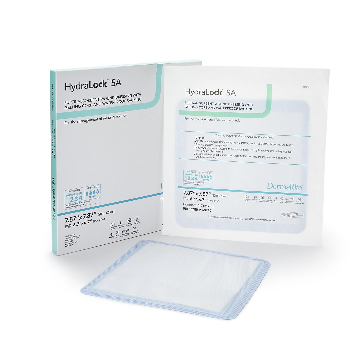 Super Absorbent Dressing HydraLock™ SA 7.87 X 7.87 Inch Square - 60770