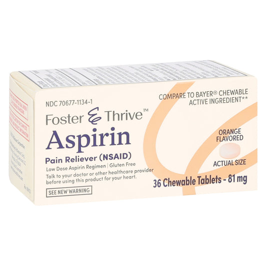 Foster & Thrive™ Aspirin 81 mg Chewable Tablets, Orange 70677113401