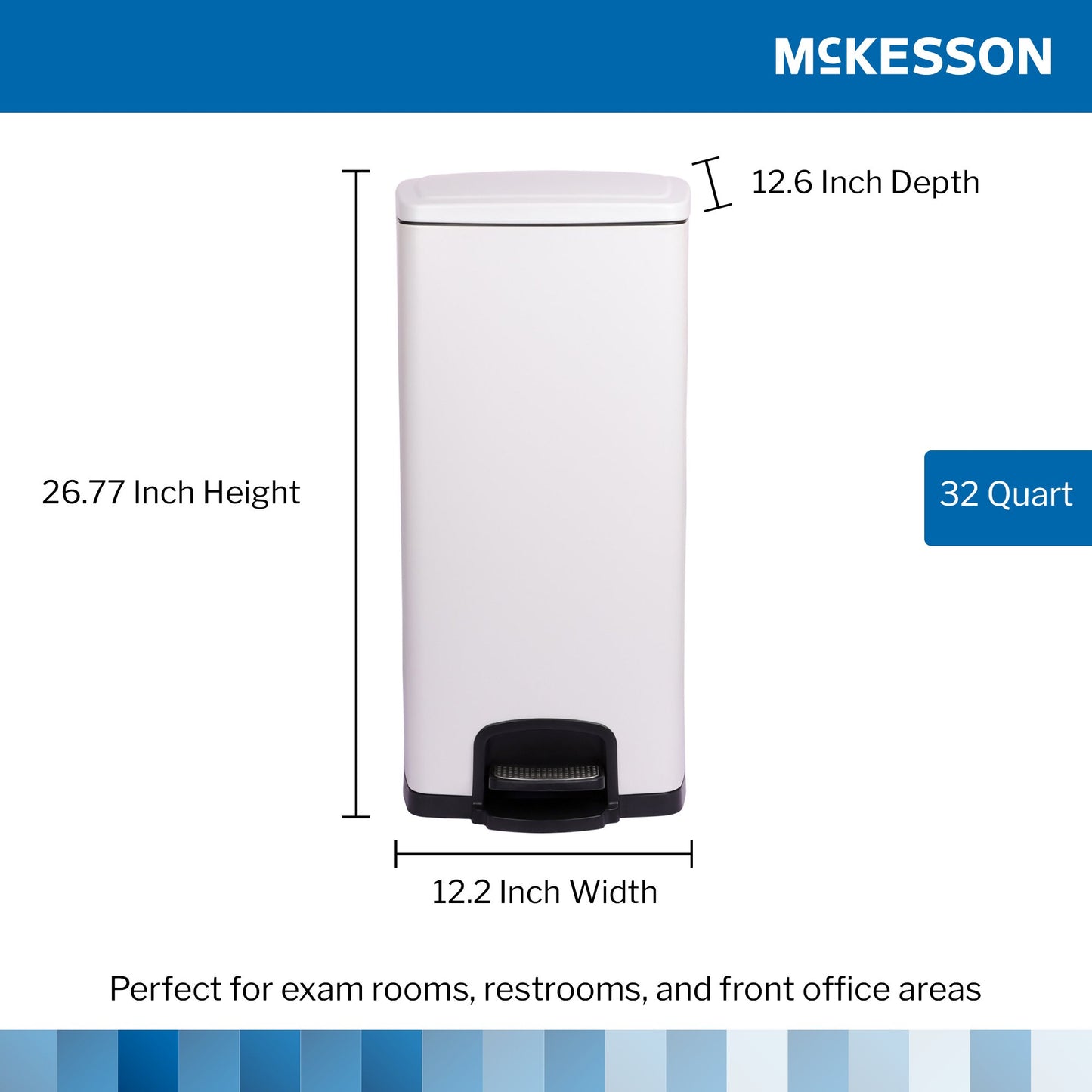 McKesson White Square Step-On Trash Can, 8 gallon 16-35266