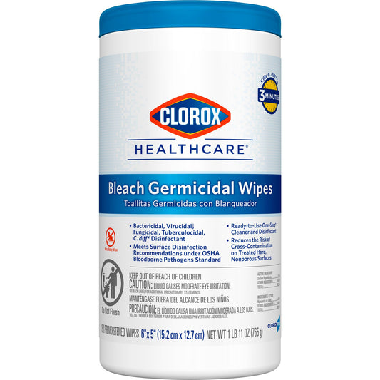 Surface Disinfectant Cleaner Clorox Healthcare® Premoistened Bleach Germicidal Manual Pull Wipe 150 Count Canister Floral Scent NonSterile - 30577