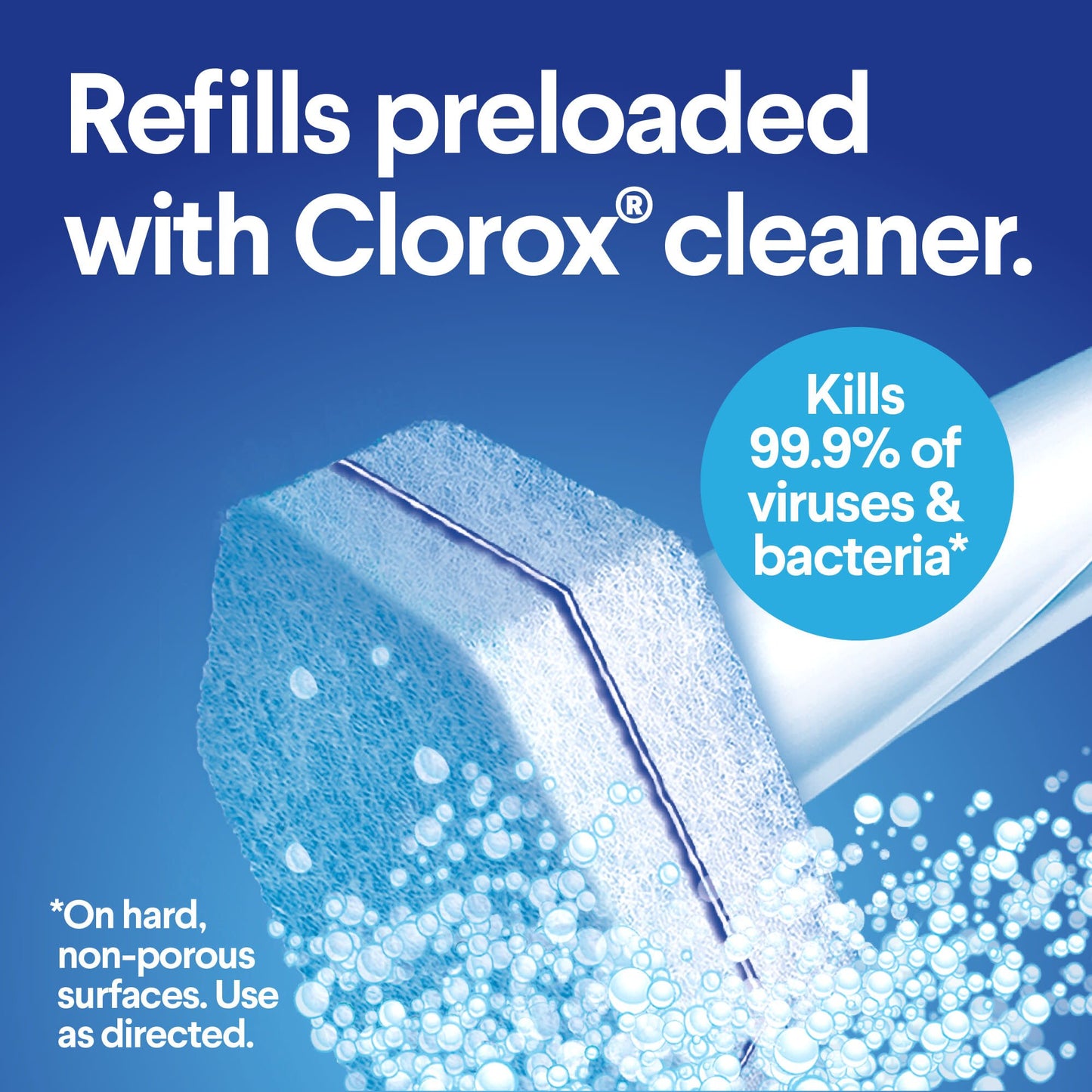 Toilet Bowl Cleaner Disinfecting Refill Pads Clorox® Blue / White, 3 Inch, Sponge Head 31620