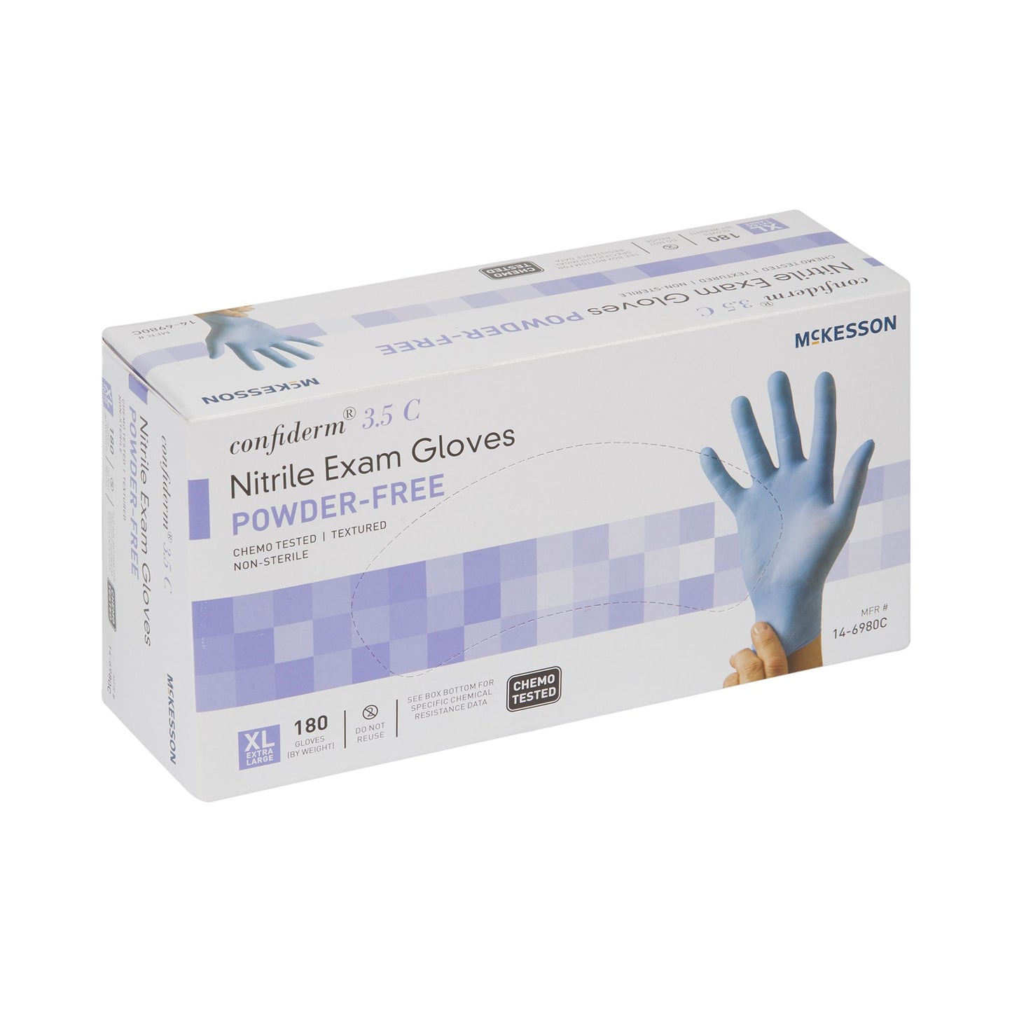McKesson Confiderm® 3.5C Nitrile Exam Glove, Extra Large, Blue 14-6980C