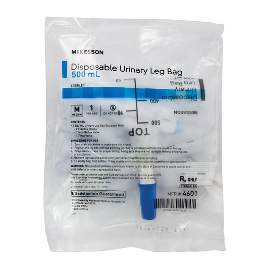 Urinary Leg Bag McKesson Anti-Reflux Valve Sterile 500 mL Vinyl - 4601