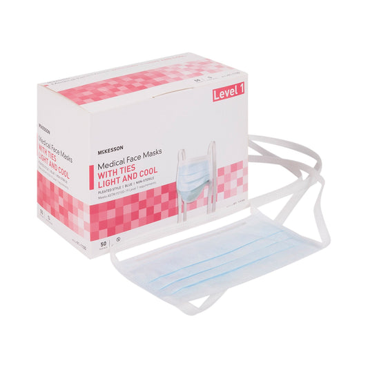 Surgical Mask McKesson ASTM Level 1 Tie Closure One Size Fits Most - 91-1100