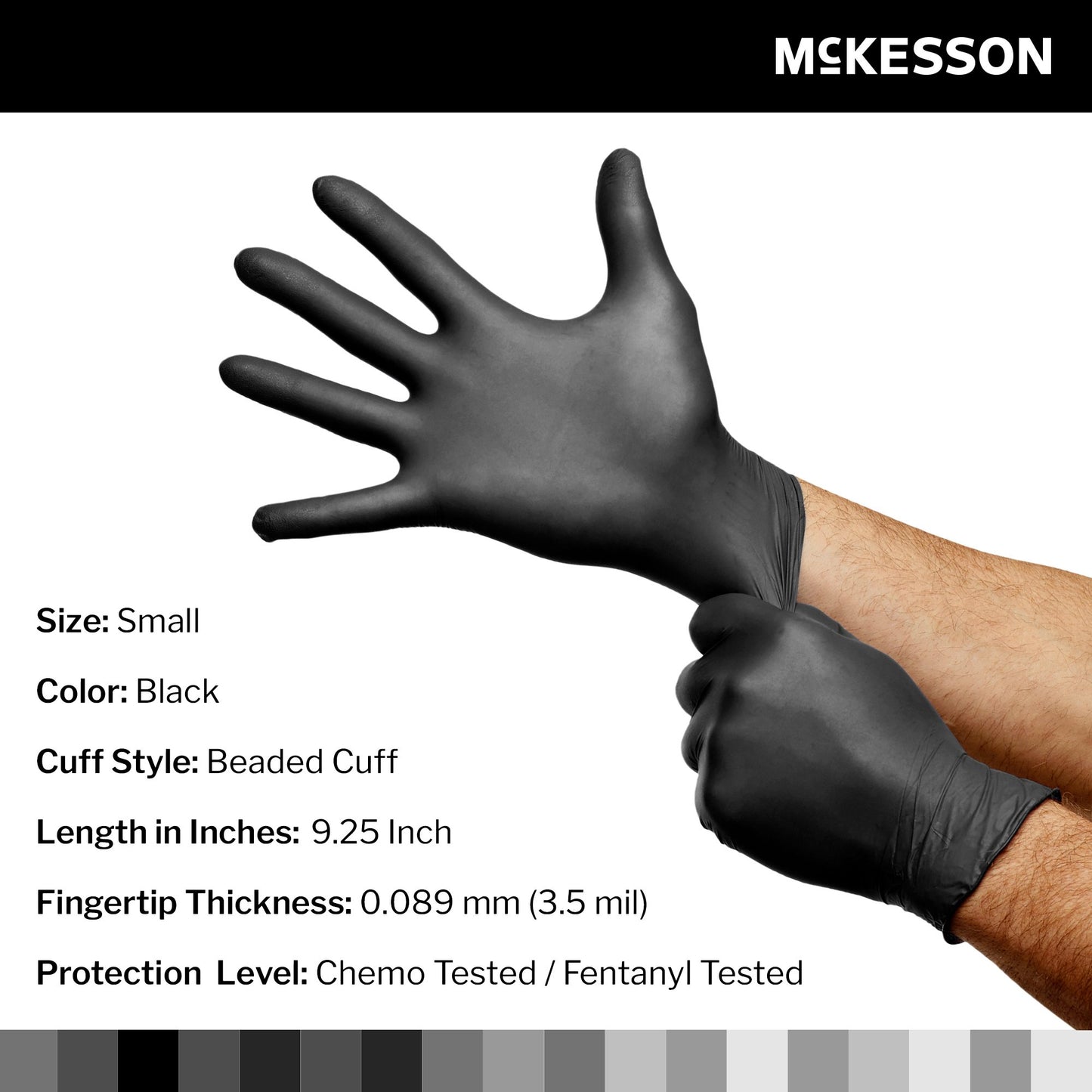 McKesson Confiderm® LDC Nitrile Exam Glove, Small, Black 14-6N52C