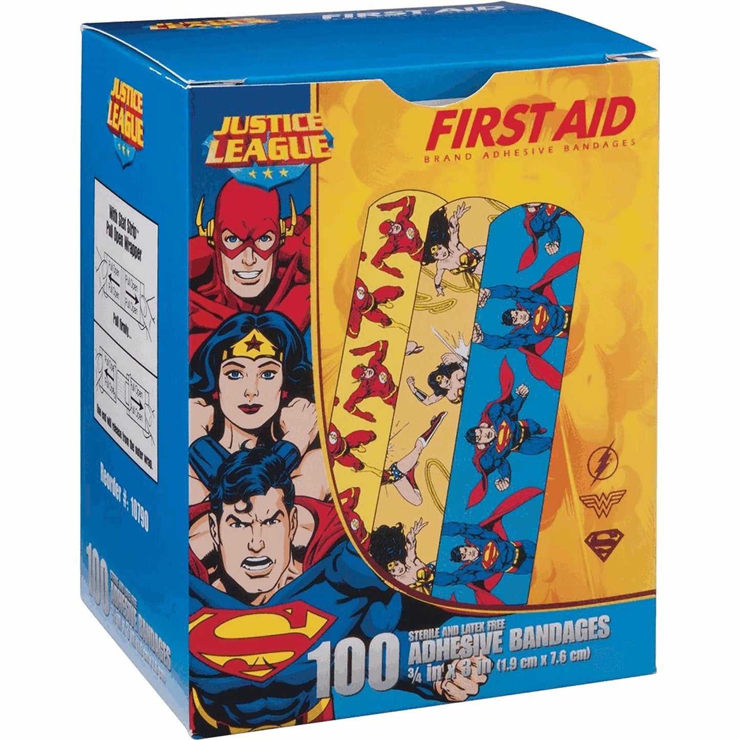 American® White Cross Stat Strip® Kid Design Justice League Adhesive Strips 10790