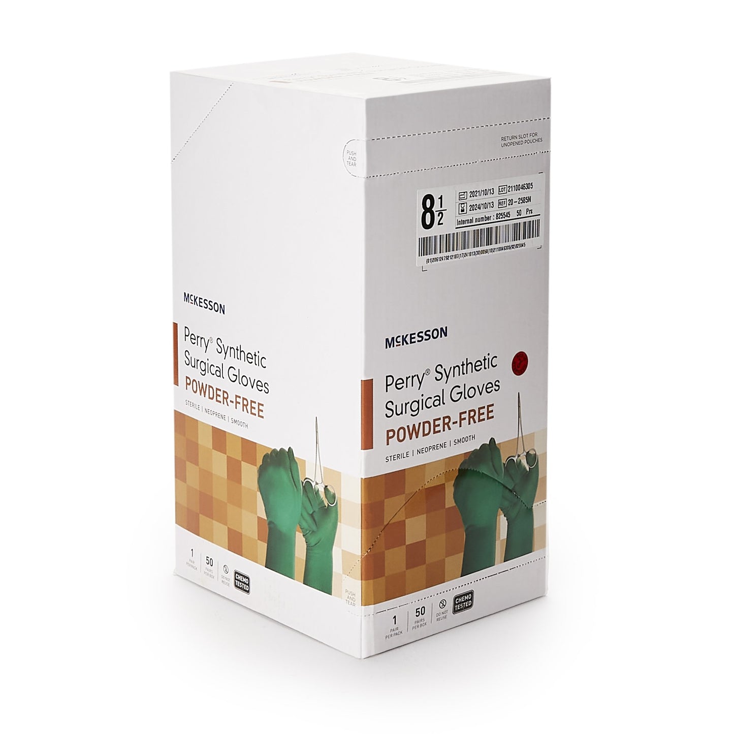 McKesson Perry® Performance Plus Polychloroprene Surgical Glove, Size 8.5, Green 20-2585N