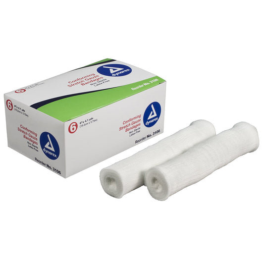 Conforming Bandage Dynarex® 6 Inch X 4.1 Yard 1-Ply NonSterile 6 per Pack - 3106