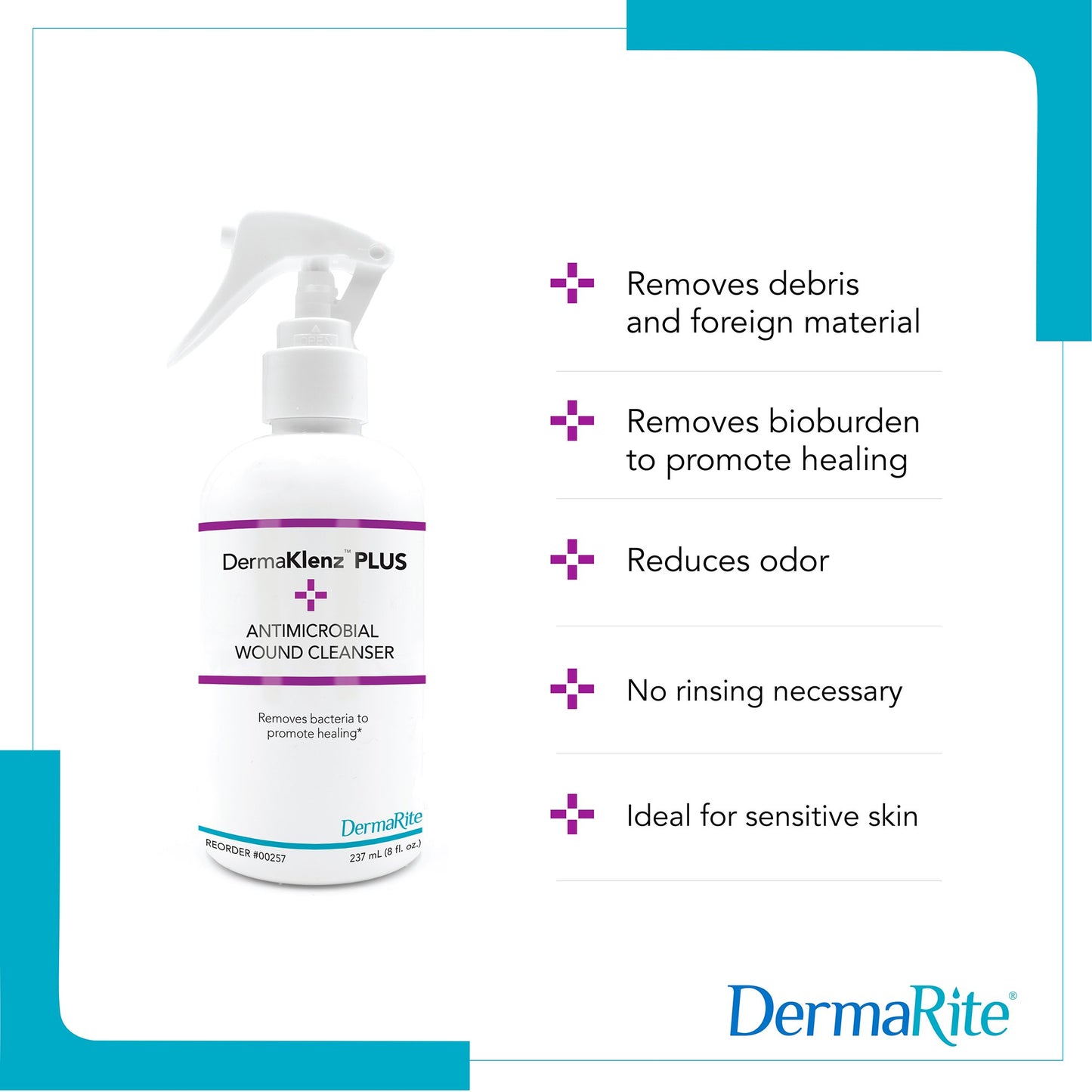 DermaRite's DermaKlenz PLUS Wound Cleanser - Spray Bottle, 8 oz. 00257