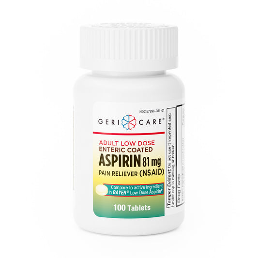 Pain Relief McKesson Brand 81 mg Strength Aspirin Tablet 100 per Bottle - 981-01-GCP