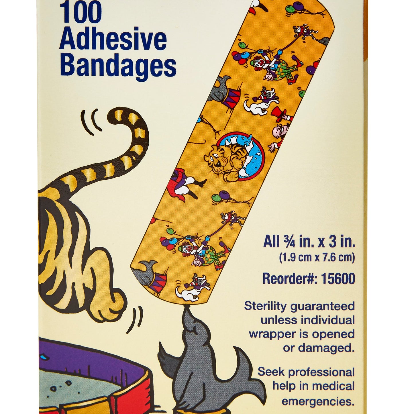 American® White Cross Stat Strip® Circus Kid Design Adhesive Strip, ¾ x 3 Inch 15600