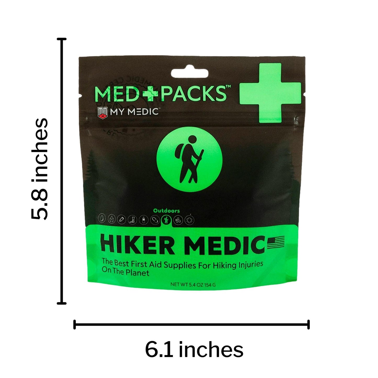 Med Packs™ First Aid Kit for Hikers – Outdoor Injury Supplies in Portable Pouch MM-MED-PACK-HKR-EA-V2