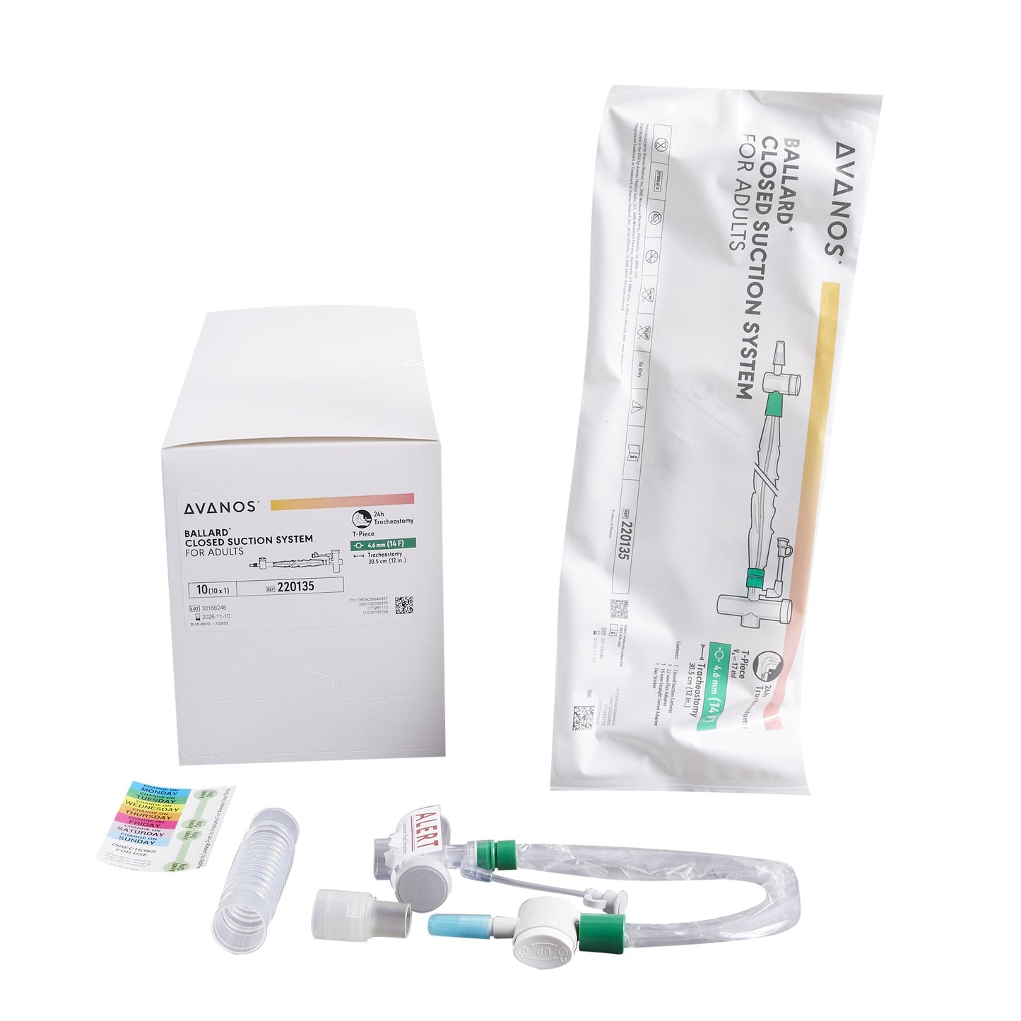 Closed Suction Catheter Ballard® Tracheostomy Type Closed Style Thumb Valve Vent 14 Fr. Sterile - 220135