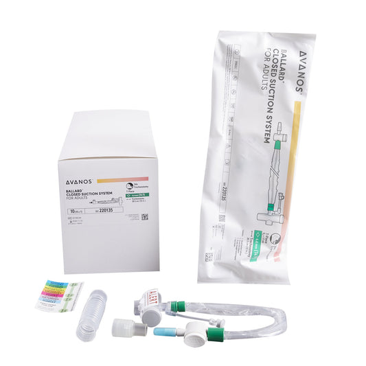 Closed Suction Catheter Ballard® Tracheostomy Type Closed Style Thumb Valve Vent 14 Fr. Sterile - 220135