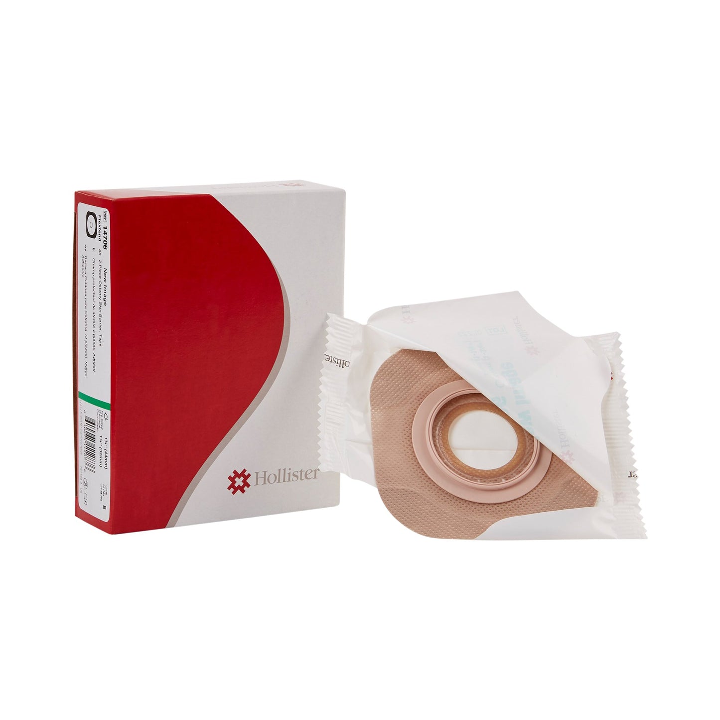 Ostomy Barrier New Image™ Flextend™ Precut, Extended Wear Adhesive Tape 44 mm Flange Green Code System Hydrocolloid 1-1/4 Inch Opening - 14706