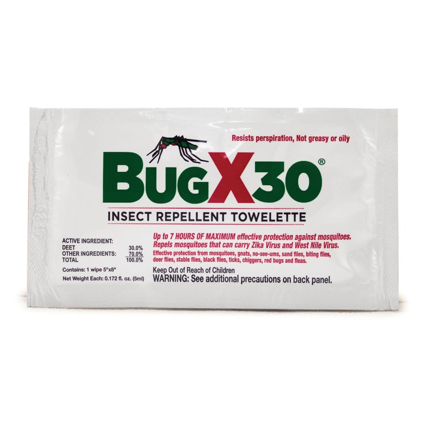 Insect Repellent DEET BugX® 30 Towelette Individual Packet - 12643