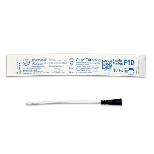 Urethral Catheter Cure Catheter® Straight Tip Uncoated PVC 10 Fr. 6 Inch - F10
