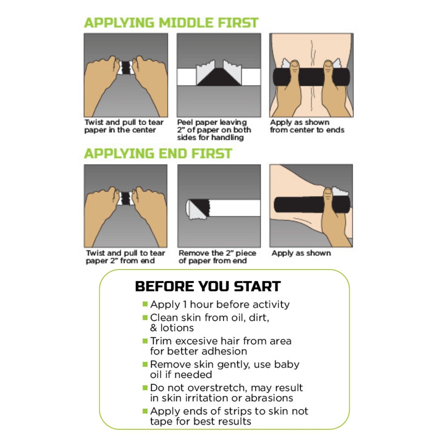 Green Drop Sports Tape, Infused Kinesiology Tape for Recovery KIN-1456